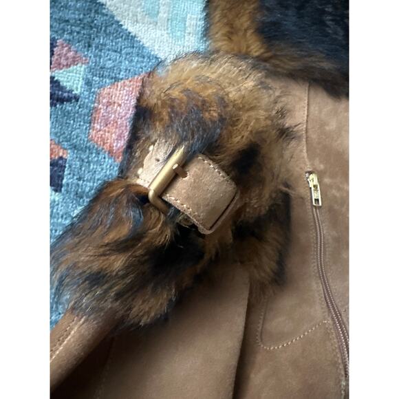 UGG Valberg Tall Wedge Boots Chestnut Suede Toscana Sheepskin Fur 7.5 - Picture 4 of 8